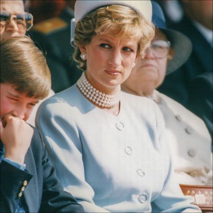 Princess Diana wears a light blue suit on May 7, 1995