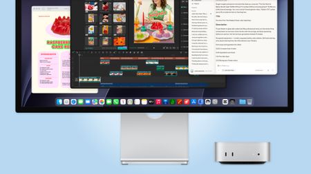 The new Mac mini with M6 next to a Studio Display