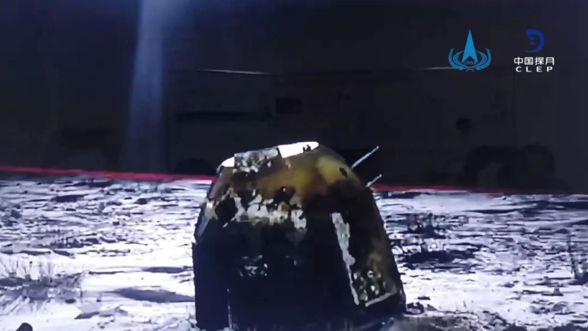 The Chang&#039;e 5 return capsule at its landing site in Inner Mongolia, China, on Dec. 17, 2020.