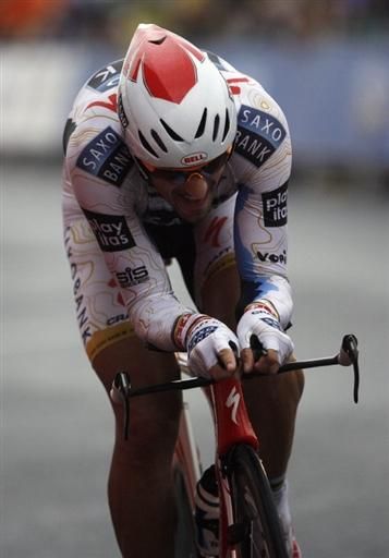 Swiss Fabian Cancellara (Saxo Bank) wins Vuelta a Espa&ntilde;a's Valencia time trial and takes the overall lead