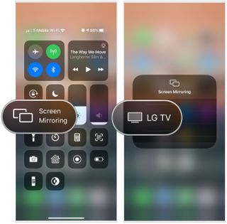 To mirror your iPhone or iPad to a smart television, open Control Center, then tap the Screen Mirroring icon. Choose your smart TV, then enter password, if prompted.