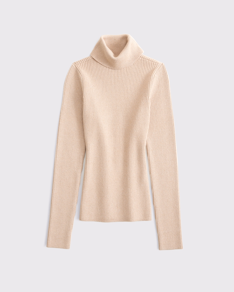 Luxeloft Lurex Slim Ribbed Turtleneck Top