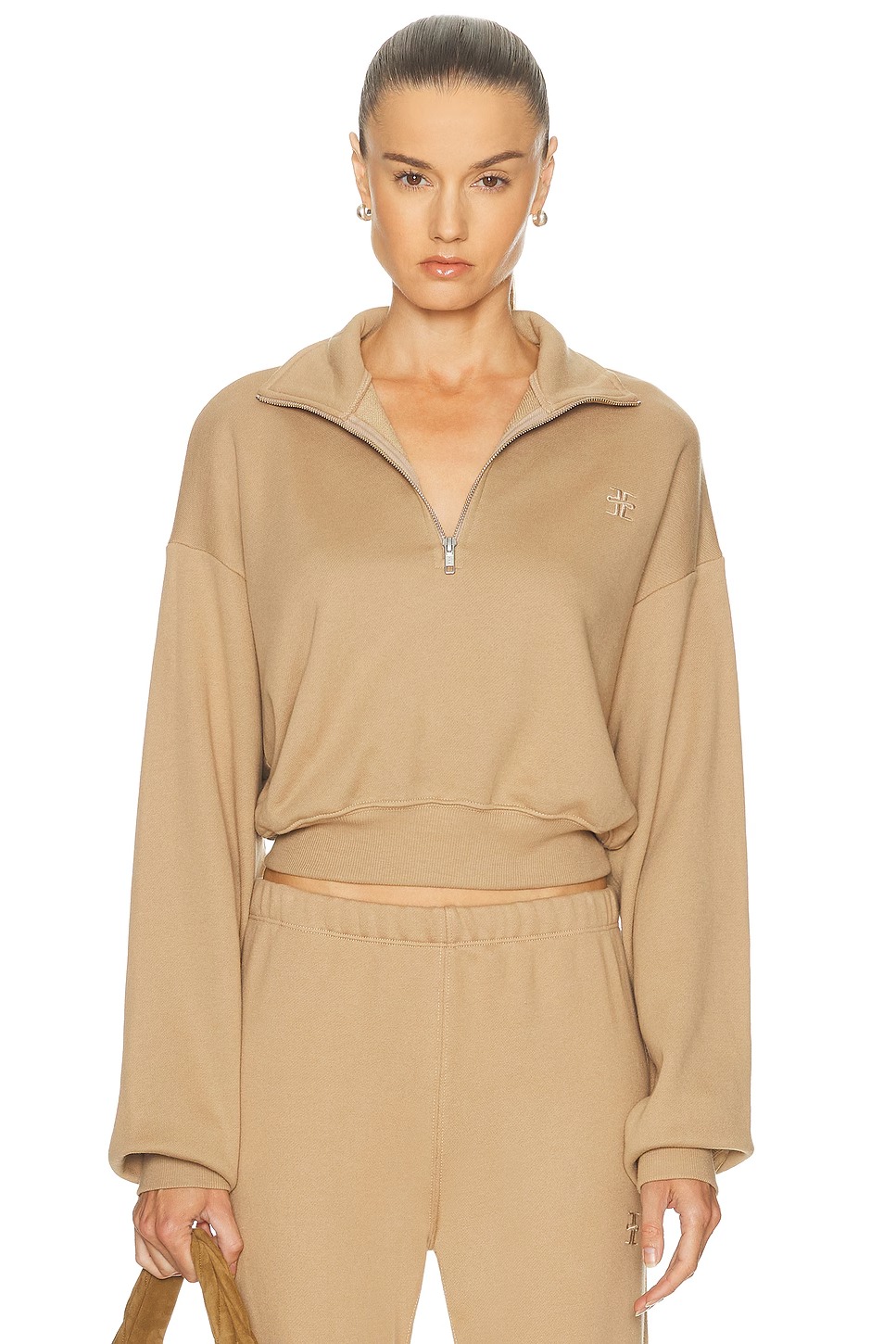 Cropped Half Zip Sweatshirt