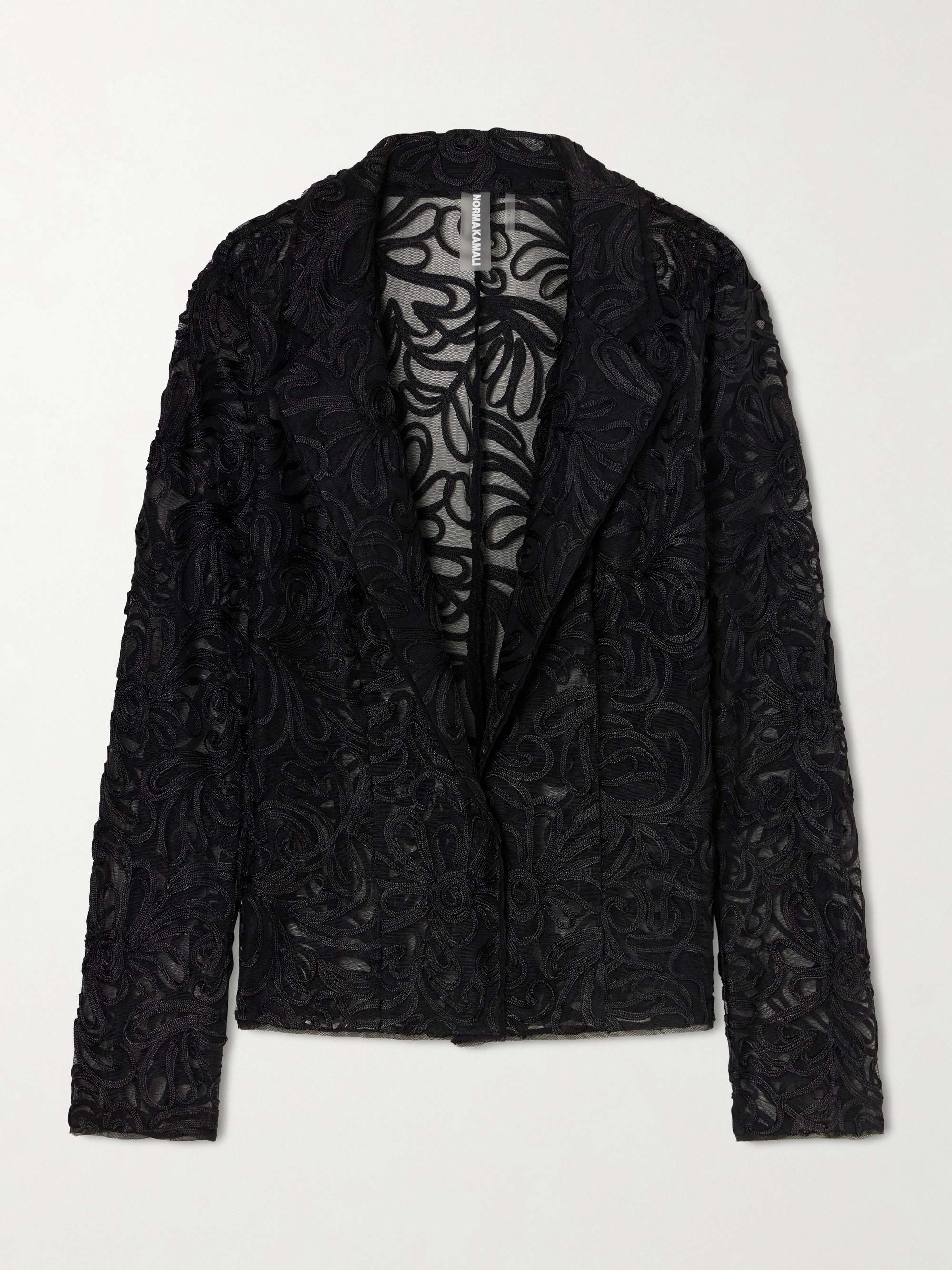 embroidered mesh evening jacket