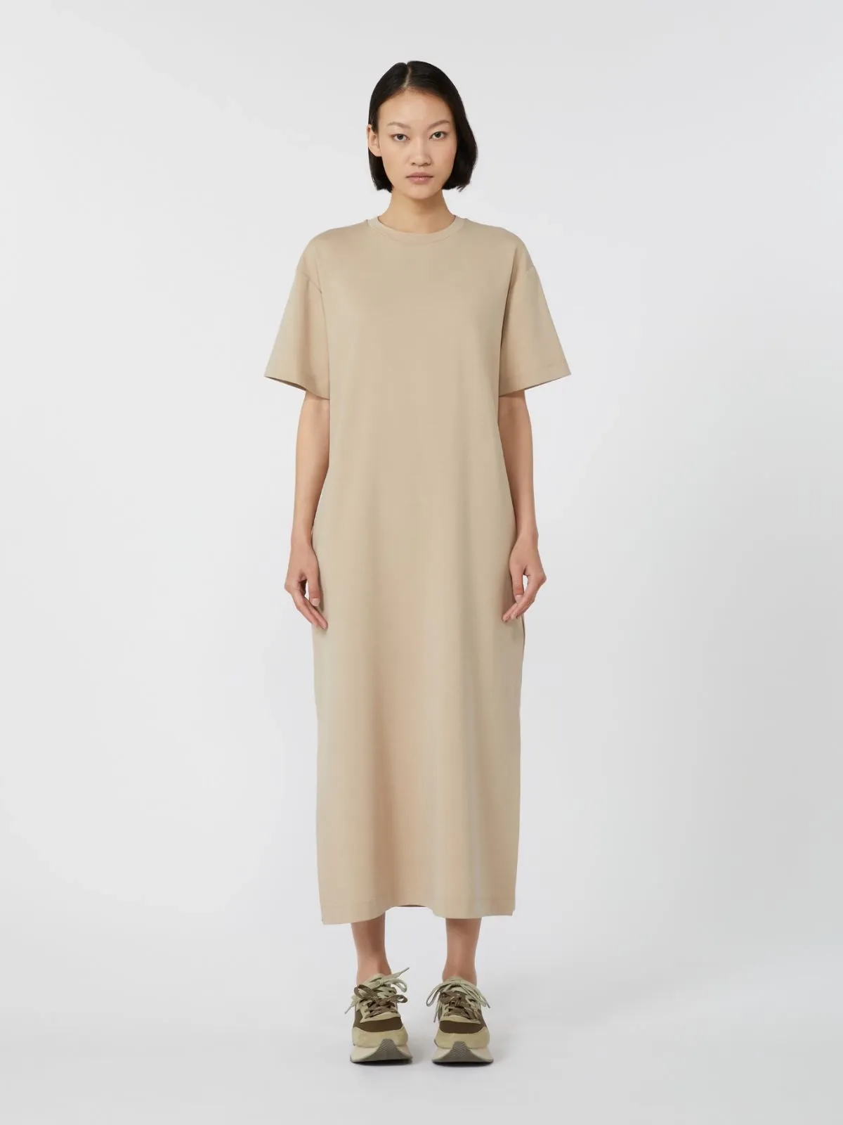 Milano-Knit Long Jersey Dress - Beige