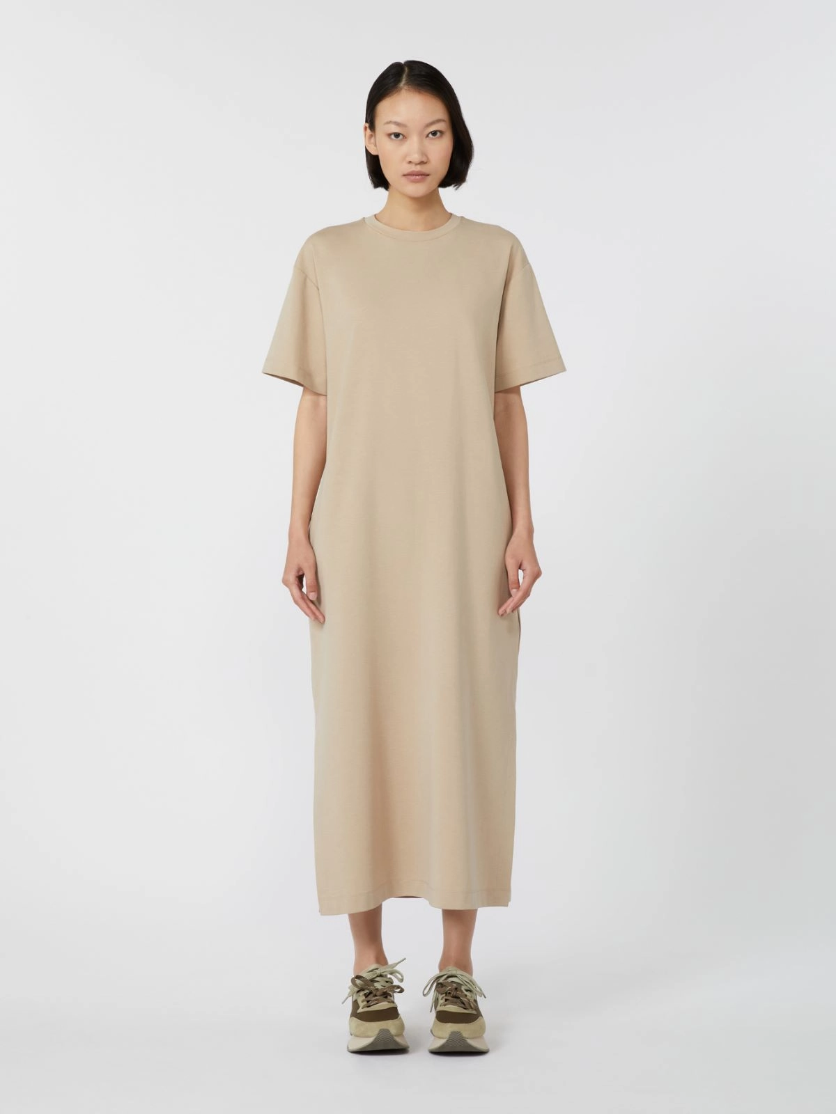 Milano-Knit Long Jersey Dress - Beige