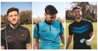 Montage of a man on a golf course wearing three different Ellesse outfits