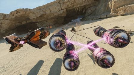 Star Wars Galactic Racer screenshot showing a pod-race