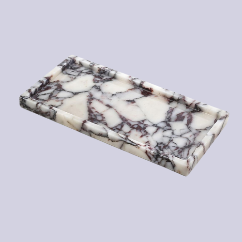 Futurestone 100% Natural Luxury Calaccata Viola Marble Small Hand Towel Tray Holder Organizer, Makeup Bathroom Holder