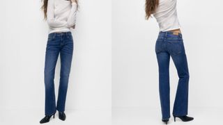composite of model wearing Pull & Bear Low Rise Boot Cut Jeans