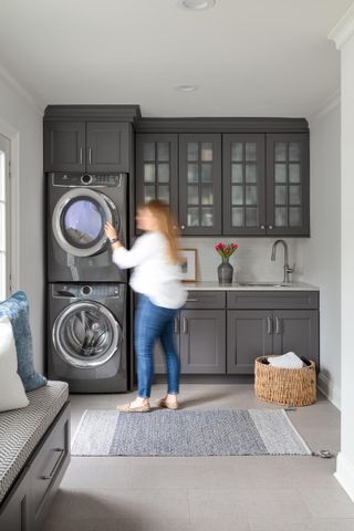laundry room cabinets with windows