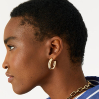 Reconnected Chunky Tube Hoops Gold, Now £3 | Accessorize
