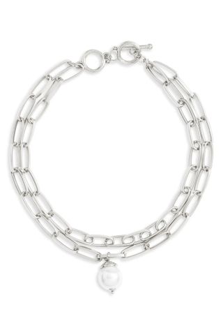 Karine Sultan Layered Imitation Pearl Pendant Necklace 