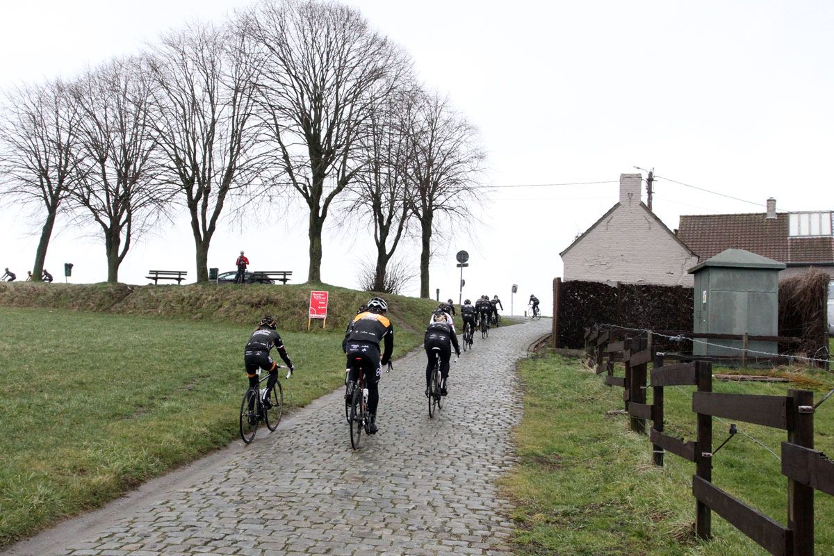 The riders make their way up the Paterberg