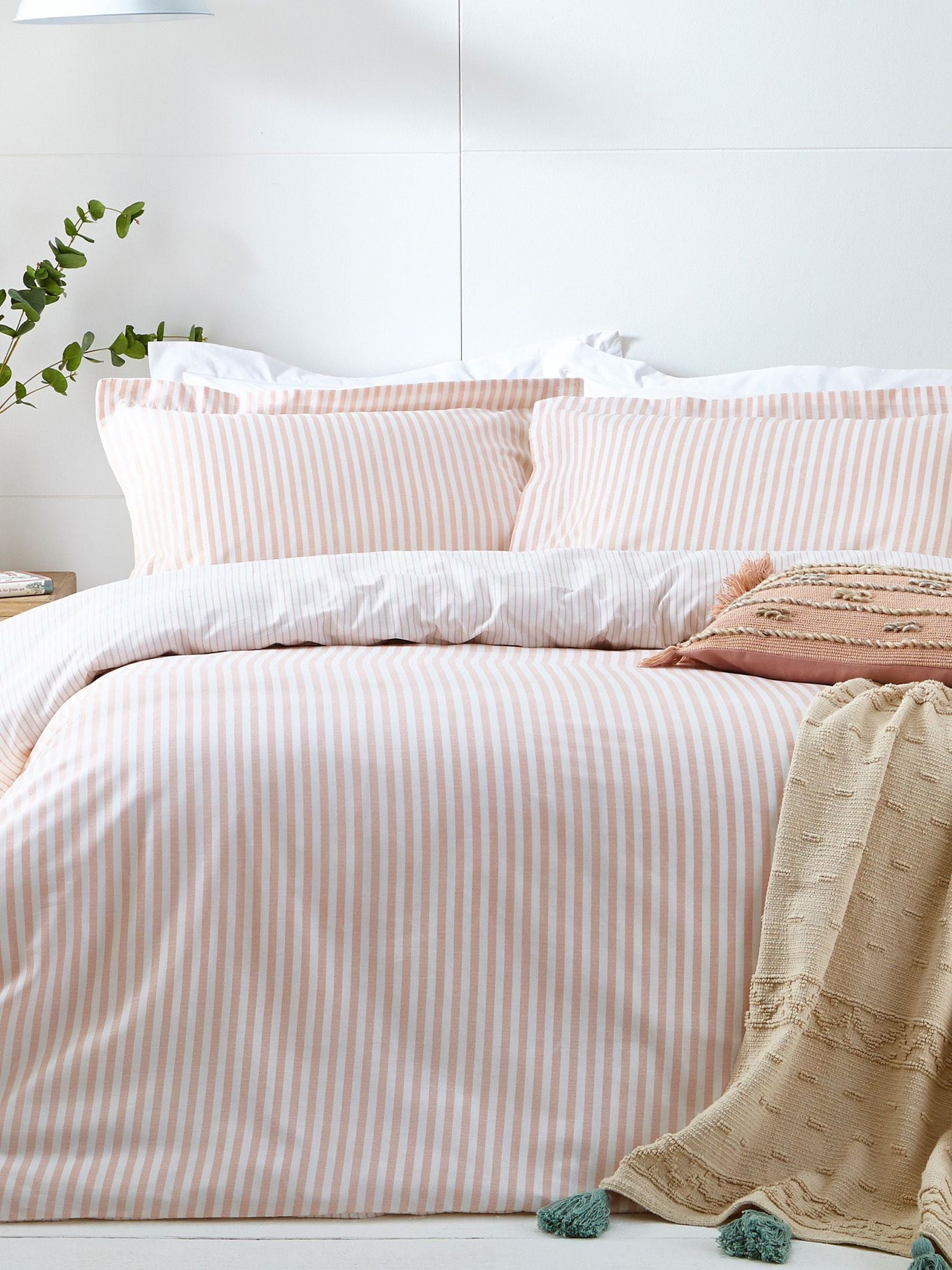 Yard Blush Hebden Striped 100 Cotton Duvet Cover and Pillowcase Set