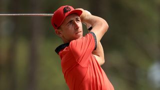 David Puig takes a tee shot at the US Open