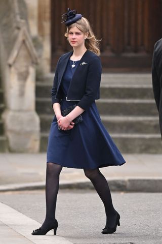 Lady Louise Windsor attends the Thanksgiving service for the Duke Of Edinburgh at Westminster Abbey on March 29, 2022 in London, England.
