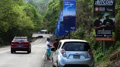 El Salvador roadside bitcoin advert