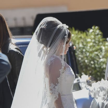 rome, italy april 08 lady gaga wearing a wedding dress on the set of house of gucci on april 8, 2021 in rome, italy photo by sharkymegagc images