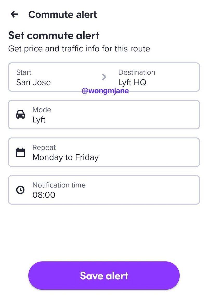 Lyft Commute Alert
