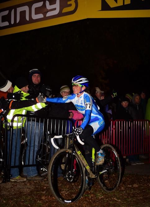 Katerina Nash (Luna Pro Team) celebrating her second victory in two days