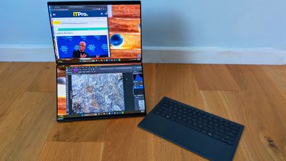 The Asus Zenbook Duo 2026 on a desk