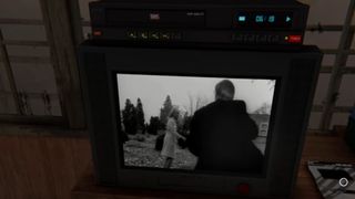 Night of the Living Dead's opening scene plays on an old television with a VHS on top