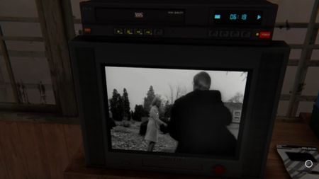 Night of the Living Dead's opening scene plays on an old television with a VHS on top