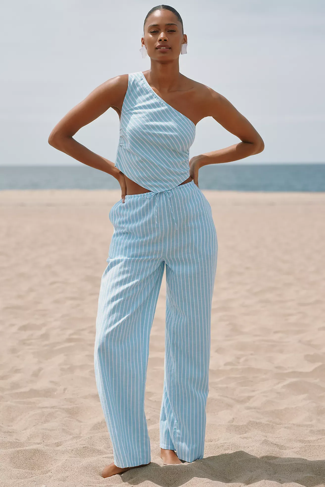 Lspace Corey Linen Blend Mid-Rise Wide-Leg Pants
