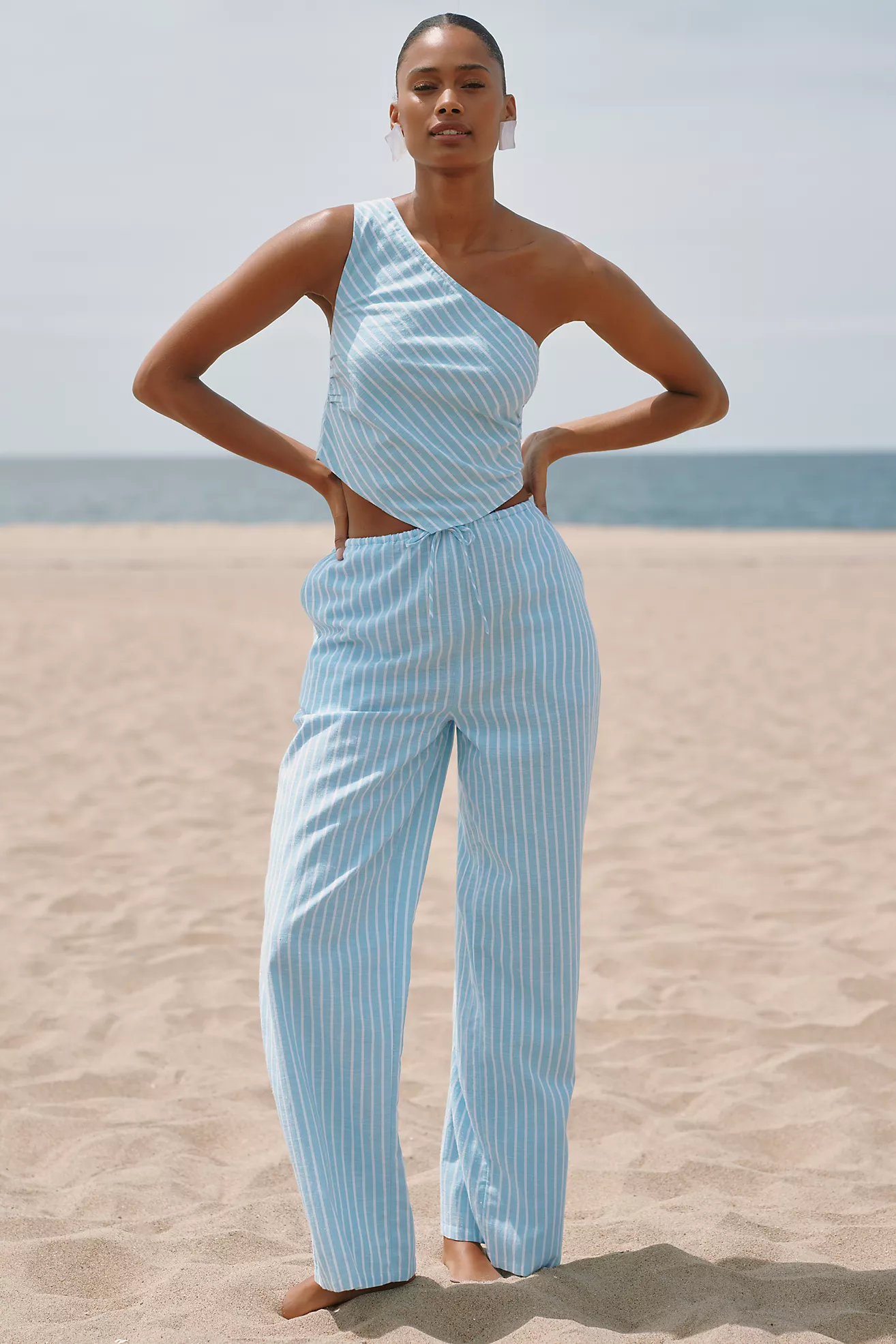 Lspace Corey Linen Blend Mid-Rise Wide-Leg Pants