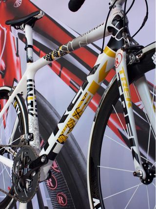 The underside of the 'Unity' paint job includes a giant Trek logo, Livestrong colors, and the new fist icons.