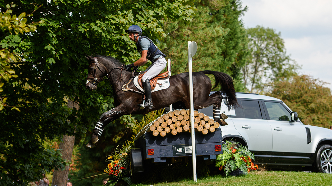 Tim Price and VITALI during the cross country phase, Land Rover Burghley Horse Trials, Stamford, Lincolnshire, 3 September 2022 Tim Price and VITALI at the cross country phase, Land Rover Burghley Horse Trials 2022