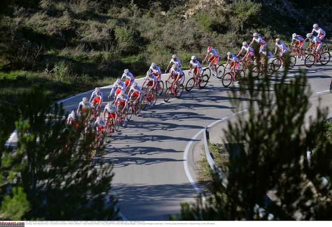 Team Katusha train in Spain.