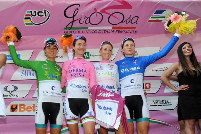 The leaders in their colorful jerseys