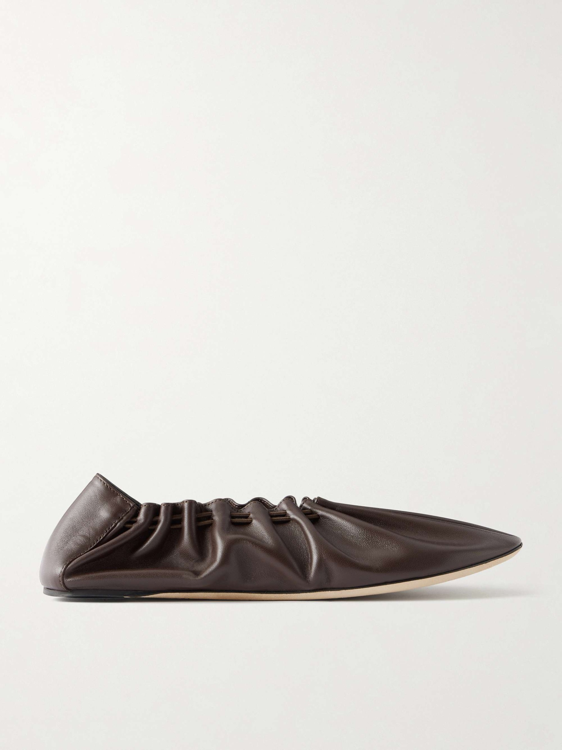 Rue Gathered Leather Ballet Flats