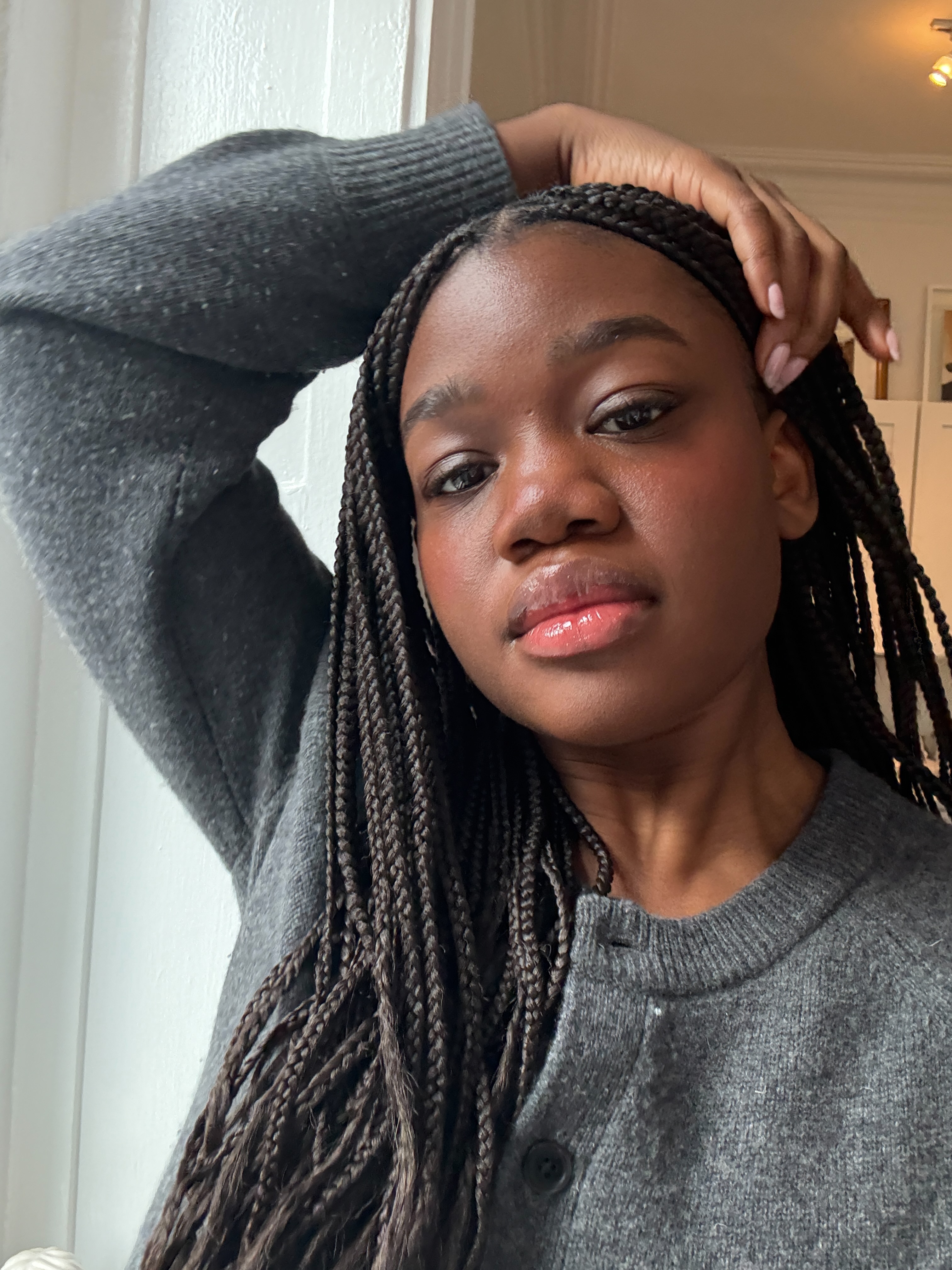 Associate Beauty Editor Maya Thomas wearing bareMinerals Mineralist Lasting Eyeliner in Onyx