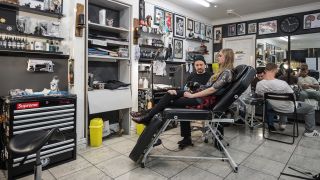 Jason James Smith in his tattoo studio