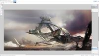 A spaceship wreck looms in the desert in concept art for Project C