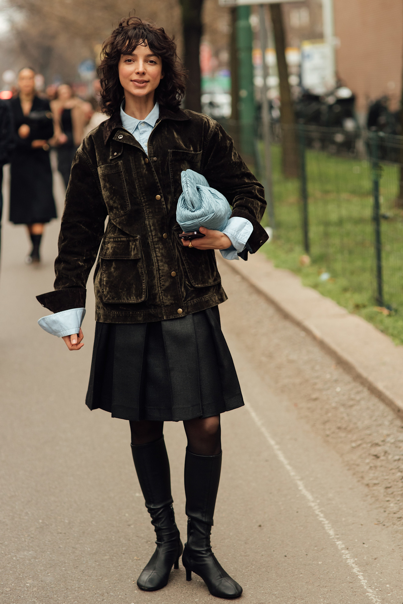 Milan Fashion Week street style blue bags