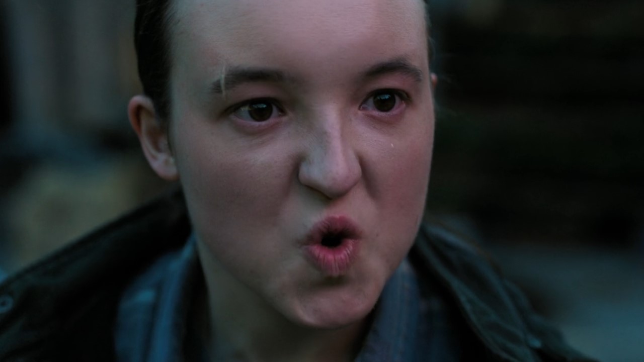 Bella Ramsey as Ellie saying, "You swore," to Joel on The Last of Us Season 2.