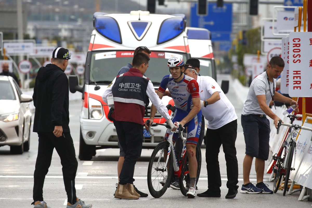 Arnaud Demare back on his bike