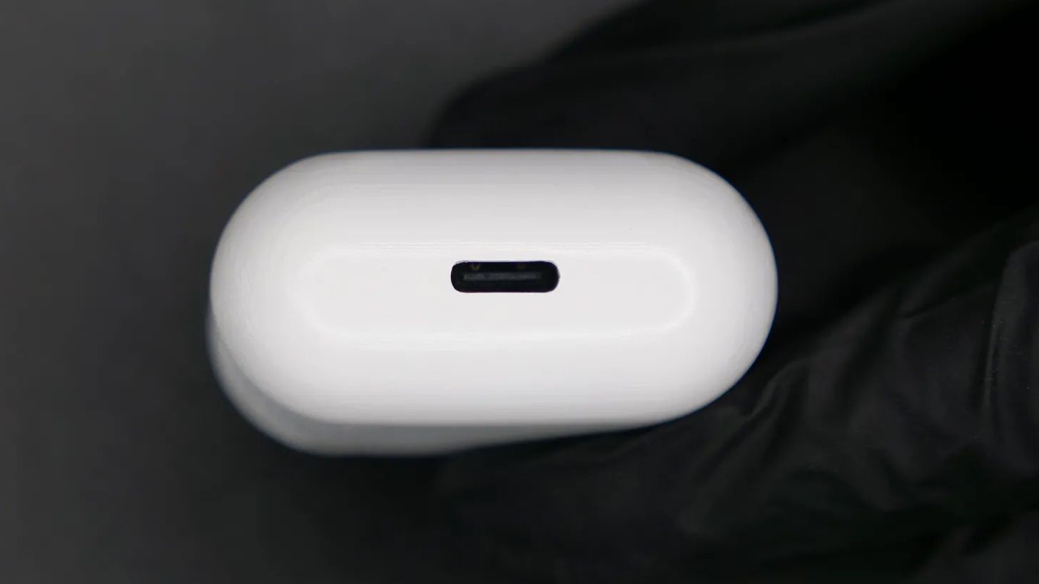 A rendering of the AirPods Pro 2 with USB-C charging port