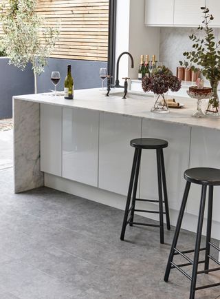 vinyl flooring polished concrete in kitchen
