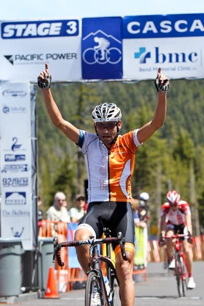 Cesar Grajales (Realcyclist.com) takes the win at Mt. Bachelor.