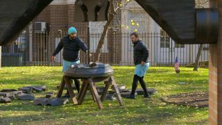 Cesar and Ricky compete in bell challenge in The Amazing Race Season 36.