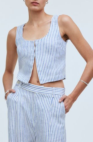 Stripe Scoop Neck Crop Tank