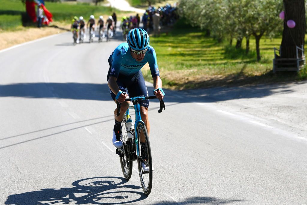 JESI ITALY MAY 17 David De La Cruz Melgarejo of Spain and Team Astana Qazaqstan attacks during the 105th Giro dItalia 2022 Stage 10 a 196km stage from Pescara to Jesi 95m Giro WorldTour on May 17 2022 in Jesi Italy Photo by Tim de WaeleGetty Images