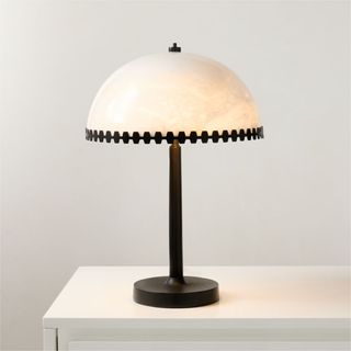 Oceana Black Metal Table Lamp With Alabaster Shade