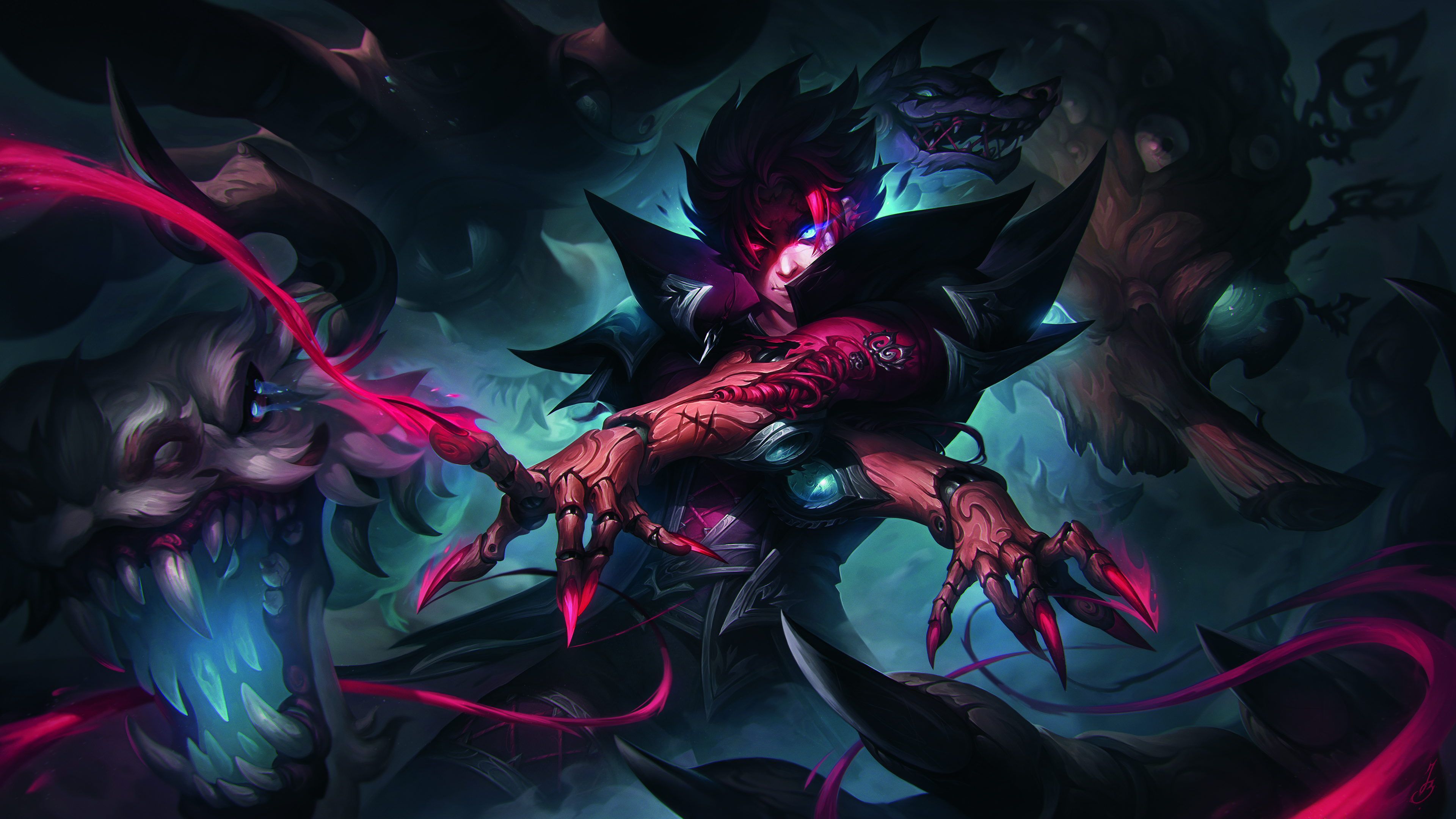 Character art that uses shadows to lead the viewer's eye to the character's face