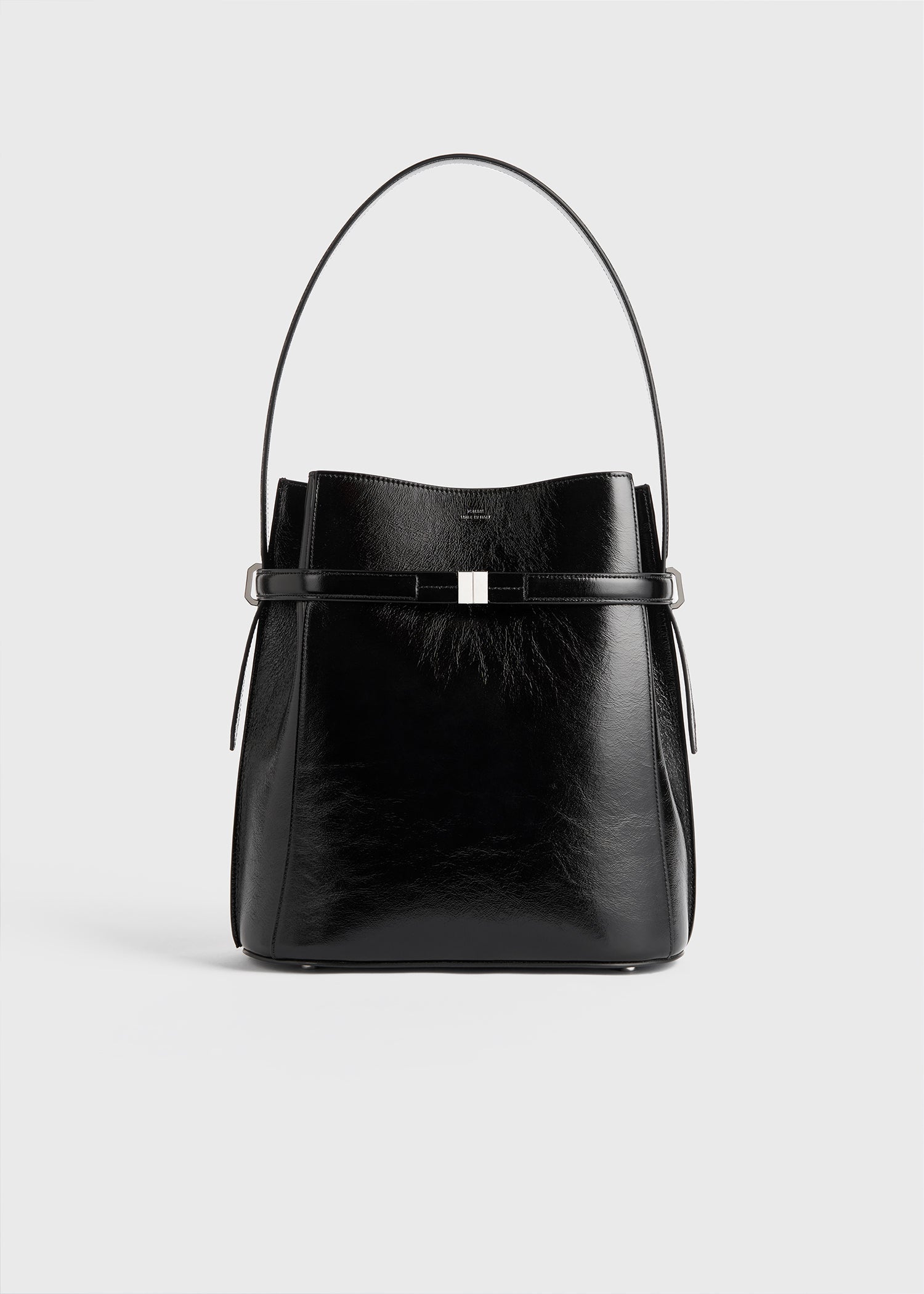 Belted Naplack Bucket Bag Black